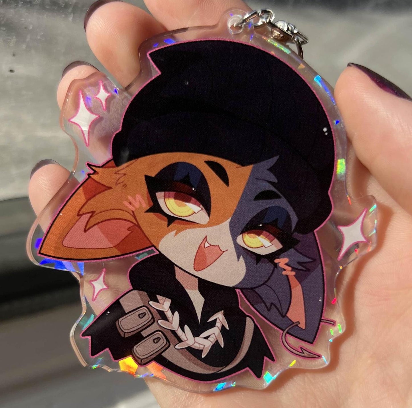 Meow Skulls Holographic Keychain