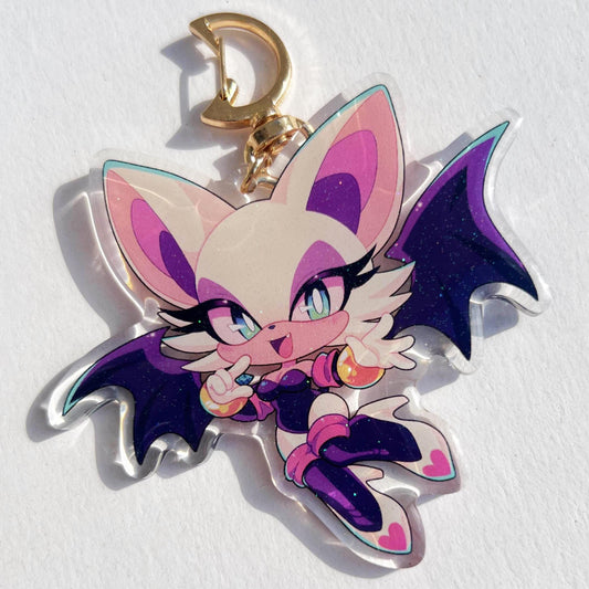Rouge the Bat Glitter Keychain