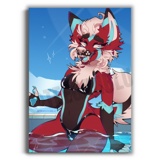 Poolside Akita - Art Print