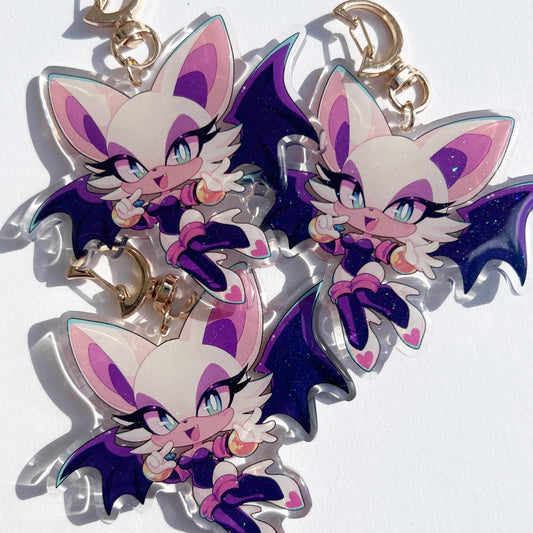 Rouge the Bat Glitter Keychain
