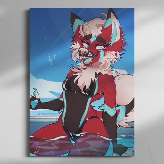 Poolside Akita - Art Print